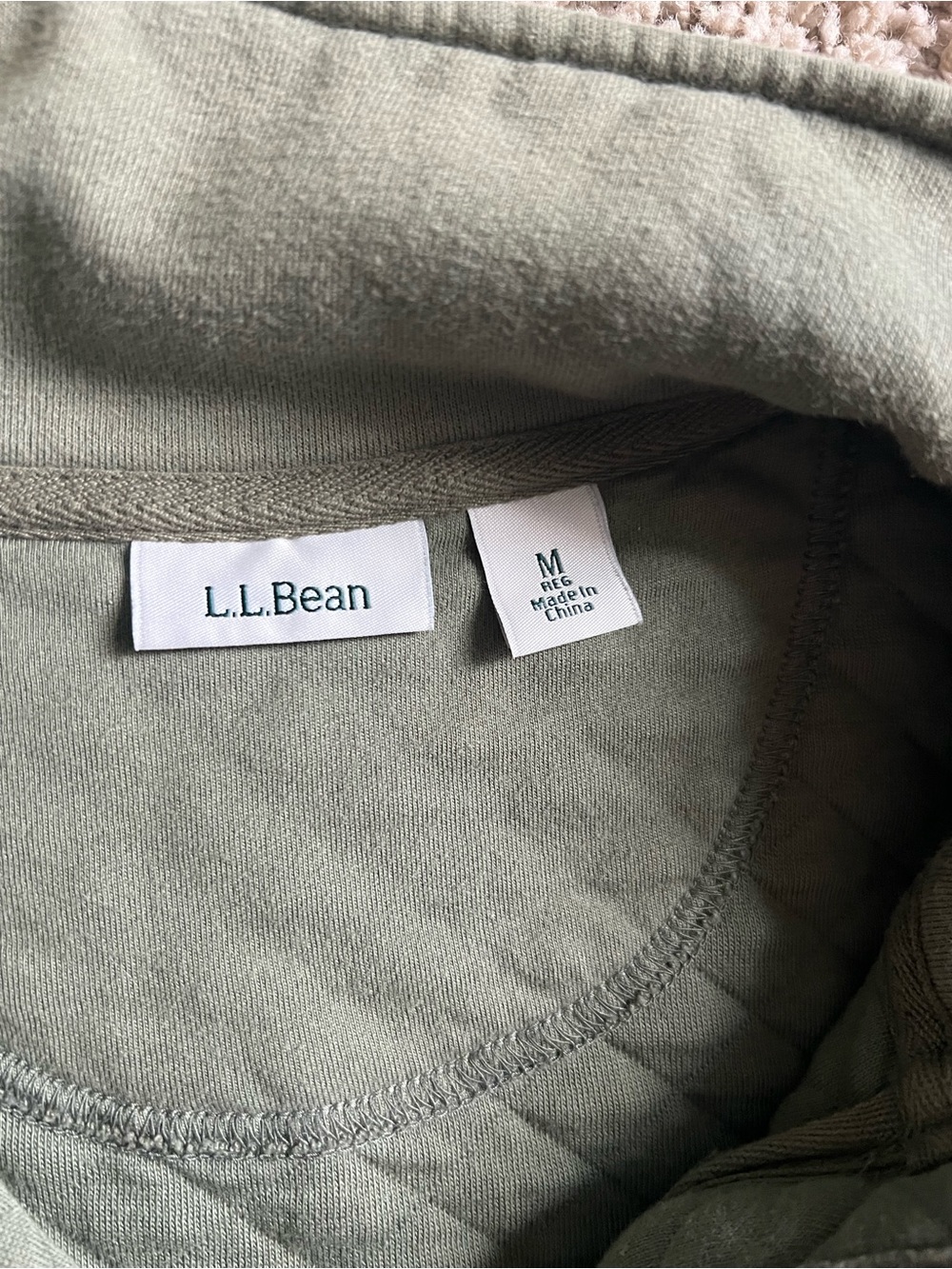 L.L. Bean Quilted Quarter-Zip Pullover in Olive Green - Picture 2 of 3